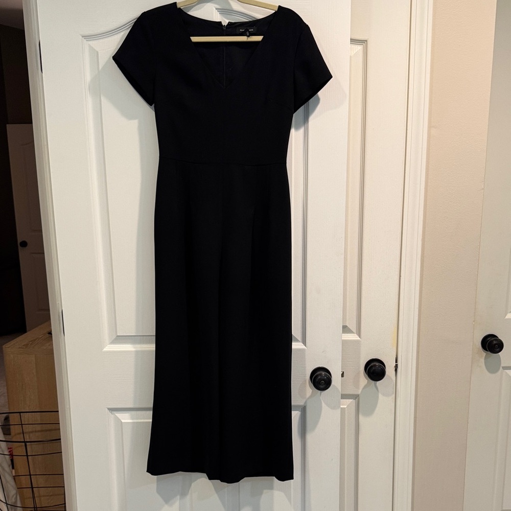 Club Monaco Black Short-Sleeve Jumpsuit with Waist Tie